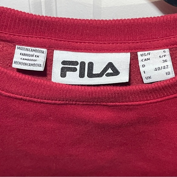FILA Logo Colorblock Sweatshirt Pullover Red White Blue Men’s Size Small Pockets - Picture 4 of 7